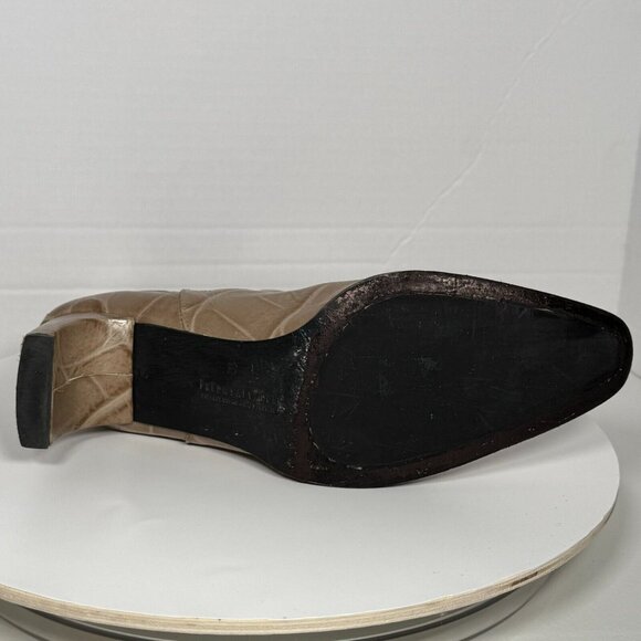 Freda Salvador Chelsea Ankle Boot Bootie Beige Embossed Croc Size 10 Leather - Picture 8 of 11